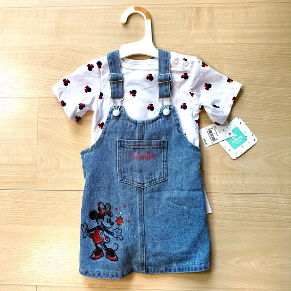 Disney Baby | NEW Denim Overall Set - Minnie Mouse 12m - Picture 2 of 6